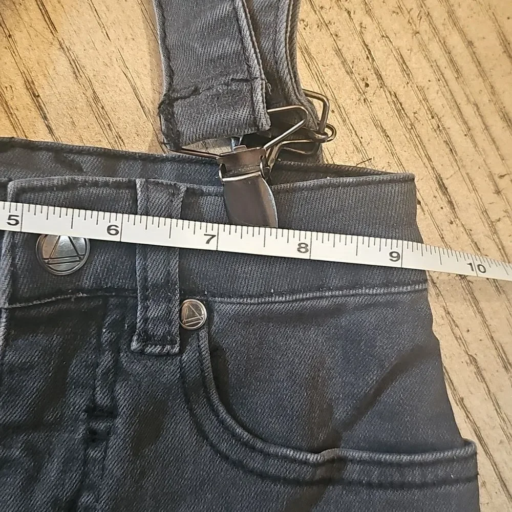 Little Eleven Paris Denim Skirt with Suspenders 4T